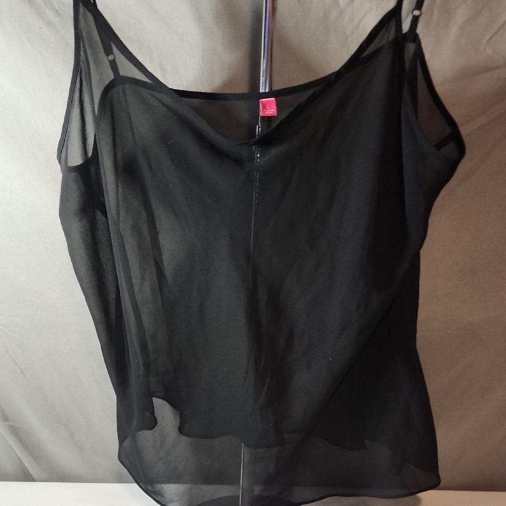 Chic Black Sheer Camisole Top in Large